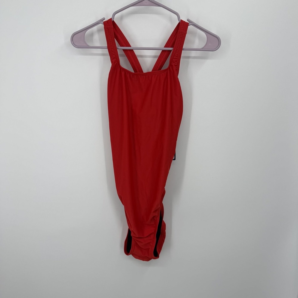 Speedo Swimsuit Women 14/40 Red One Piece Team Training Lifeguard Racerback NWT